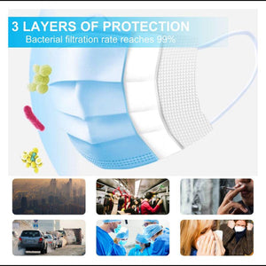 Non-woven Virus Protective Face Mask 3 Ply Hypoallergenic Ear Loop Disposable Face Mask